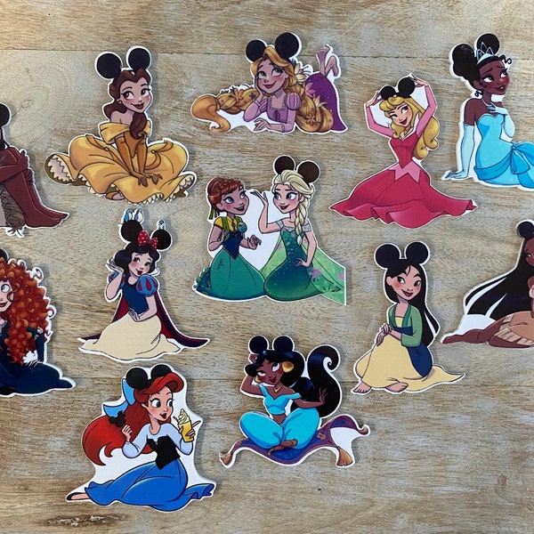 Disney Princess Resins | Flat Back Planar Resin | Belle Mulan Ariel Anna Elsa Aurora Snow White | Hair Bow Center Scrapbooking Embellishment