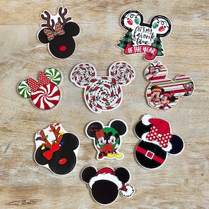 Disney Mickey Mouse Christmas Resin | Flat Back Planar Resin | Santa Hat, Minnie Minnie Mouse Reindeer Park Resins Embellishing Complete Set