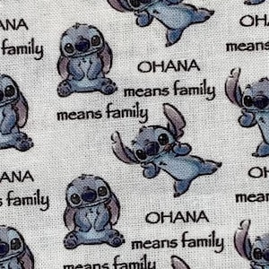 45x25 cm Disney Stitch Stoffrest 100% Baumwollstoff Rest Lilo and Stitch Fabric Ohana Means Family