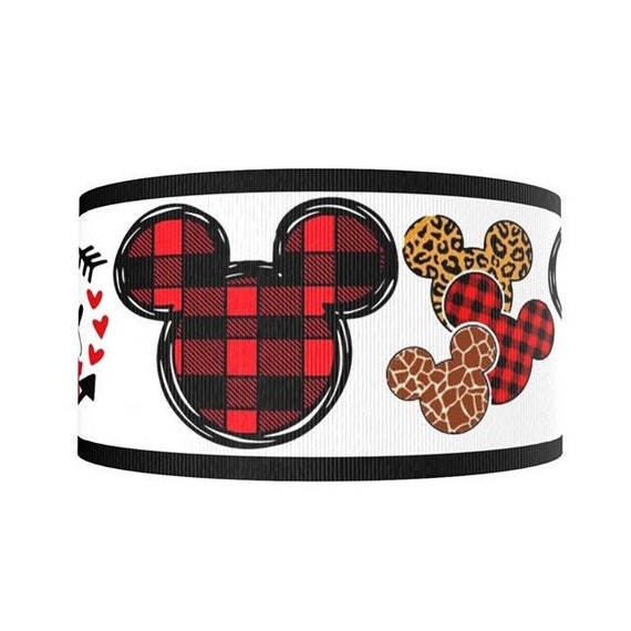 Disney Mickey Mouse Ribbon 1, 1.5 and 2 High Quality Grosgrain Ribbon  Magic Kingdom Plaid Safari Love By The Yard Minnie Mouse Ribbon