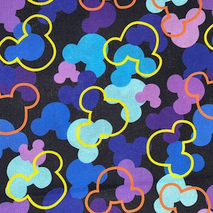 Disney Mickey Mouse Fabric 100% Cotton Fabric by the Yard 50th Anniversary Fabric Celebration Silhouette Head Icon