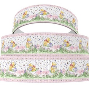 Disney Winnie The Pooh Ribbon 1, 1.5&quot; and 2&quot; High Quality Grosgrain Ribbon By The Yard Disney Vintage Inspired Classic Pink Meadow