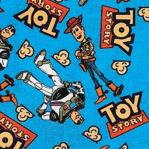 18x10&quot; Disney Toy Story Fabric 100% Cotton Fabric Remnant Buzz Lightyear Fabric Woody Fabric