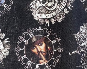 Jack Sparrow Fabric 100% Cotton Fabric by the Yard Icon Pirates of the Caribbean Fabric Johnny Depp Movie Inspired