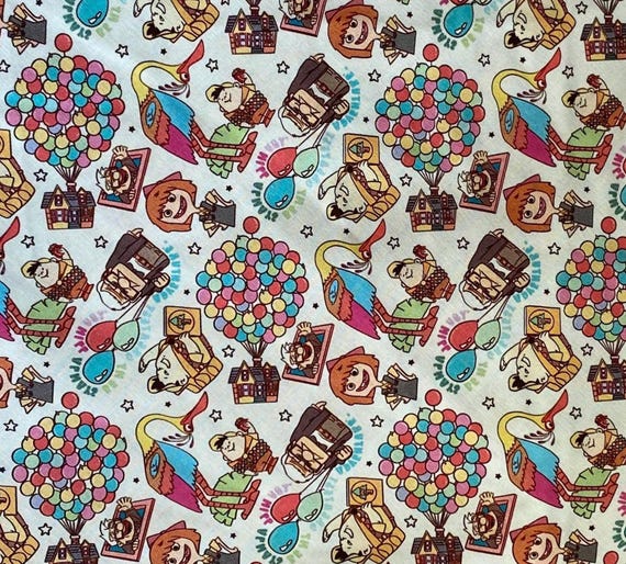 18x10” Disney UP Fabric 100 % Cotton Fabric Remnant Balloons  display picture 2