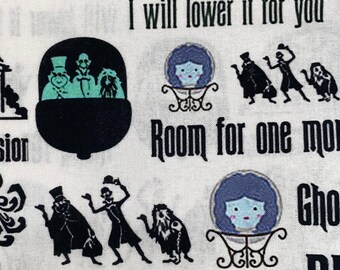 18x10" Haunted Mansion Fabric 100% Cotton Fabric Remnant Disney Attraction Ride Doom Buggy Hitchhiking Ghost Halloween Fabric