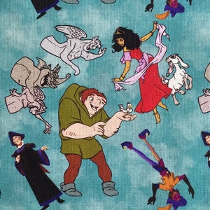 Disney Hunchback of Notre Dame Fabric 100% Cotton Fabric Fat Quarters Fat Eighths Tumbler Cut Quasimodo Esmeralda Frollo
