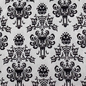 Haunted Mansion Fabric 100% Cotton Fabric by the Yard Disney Wall Paper print Black White