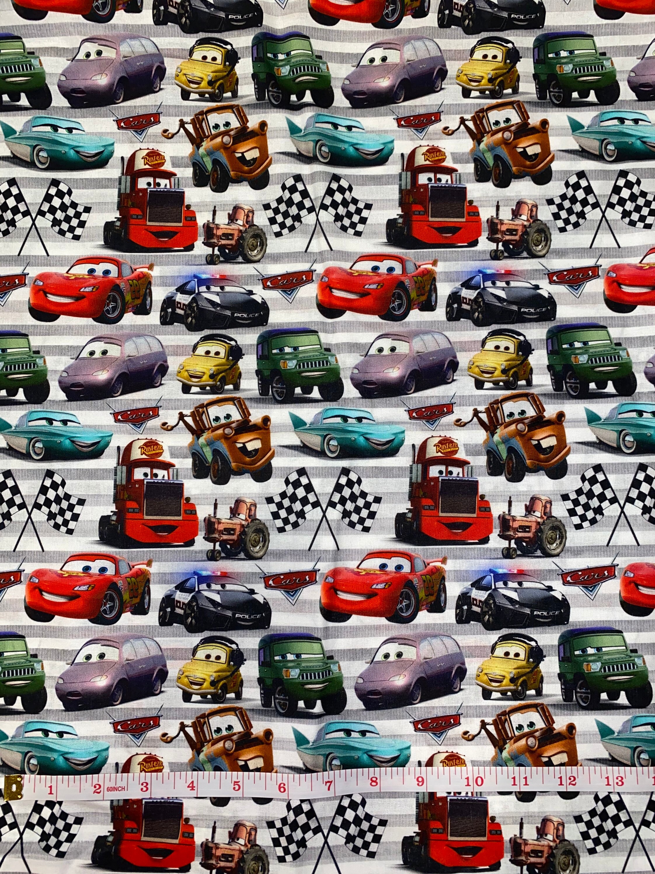 Disney Cars 100 Cotton Fabric by the Yard Lightning McQueen Etsy