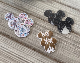 Disney Mickey Heads Inspired Flat Back Planar Resin | Hair Bow Center, Embellishment, Scrapbook Embellishment Minnie Mouse Castle | SET of 2