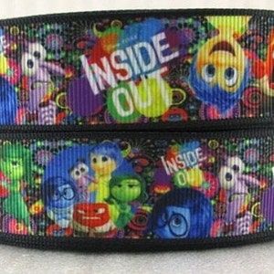 Disney's Inside Out-lint 1" Hoogwaardig grosgrain-lint op maat gesneden Verdriet Walging Vreugde Woede Angst Karakter Emoties Lint