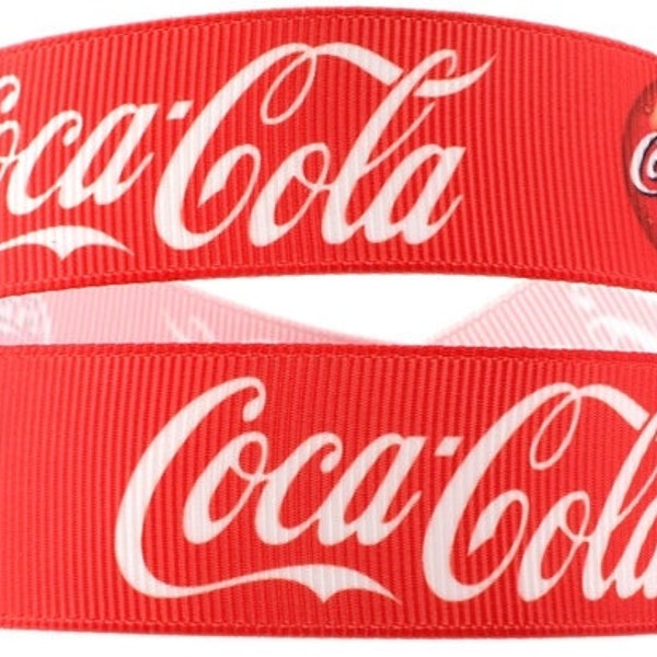 3/8" Coca-Cola Ribbon High Quality Grosgrain Ribbon By The Yard Coca Cola Coke Ribbon Soda Drink Inspired Great for shoelaces small projects