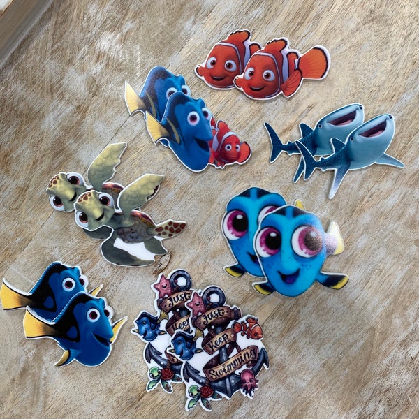 Disney Finding Nemo Dory Inspired Flat Back Planar Resin | Hair Bow Center, Embellishment, Scrapbook Embellishment Squirt Destiny | SET of 2