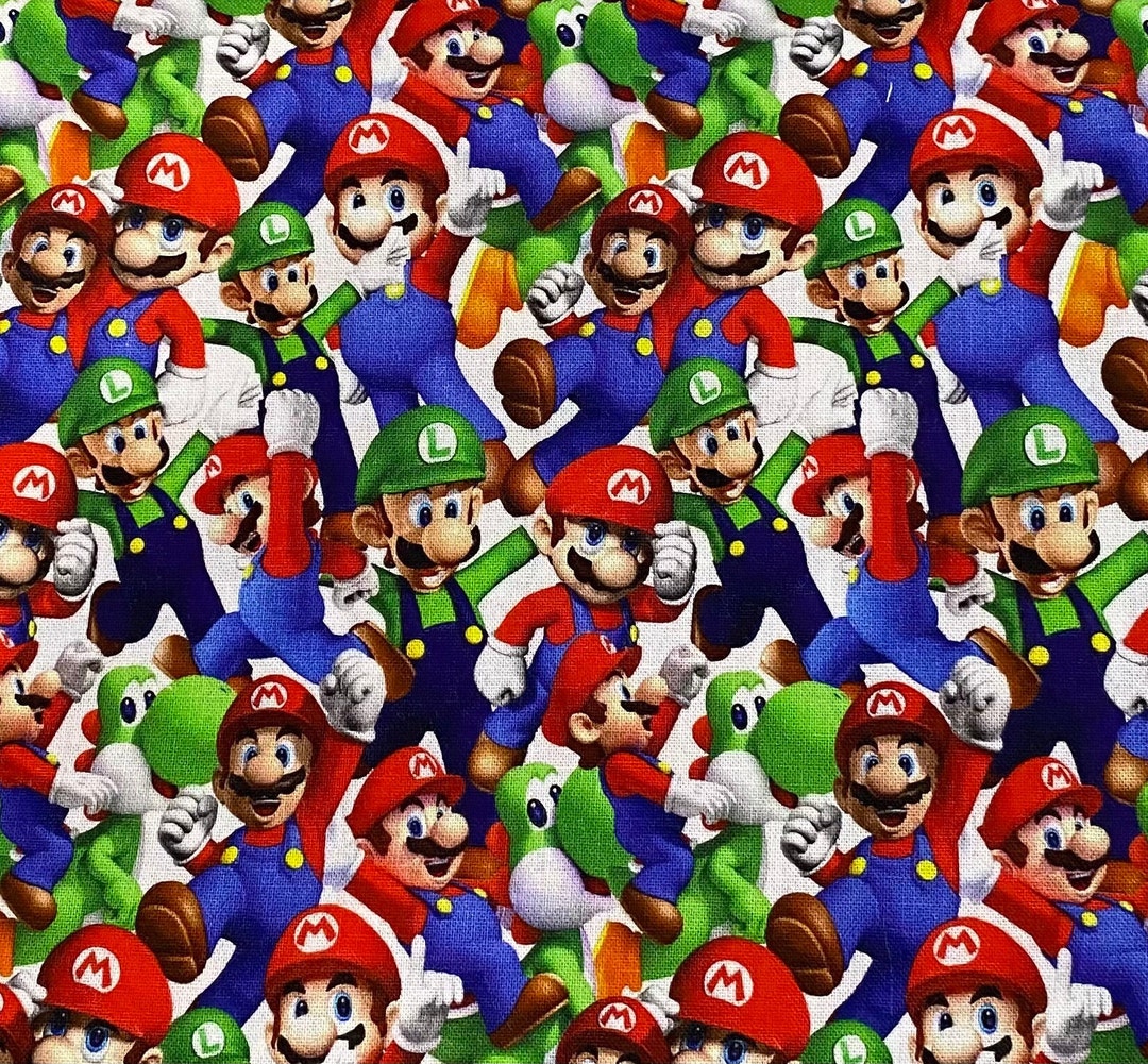 Mario Brothers Fabric 100% Cotton Fabric Fat Quarter Tumbler Cut ...