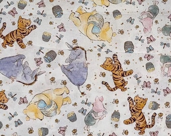 Winnie the Pooh Fabric Cartoon Collage 100% Cotton by the Yard Disney Vintage Pooh Tigger Dumbo Piglet Hundred Acre Wood Collage