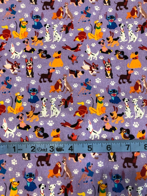 Disney Dogs Fabric 100% Cotton Fabric by the Yard Pluto Dalmatians Percy  Bolt Lady and the Tramp Stitch More