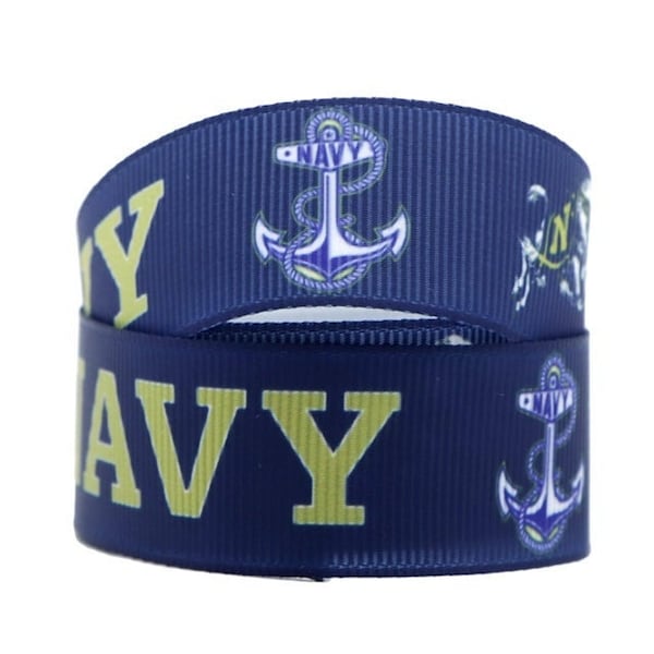 United States Navy Ribbon 1", 1.5" and 2" High Quality Grosgrain Ribbon By The Yard U.S. Navy Military Ribbon Soldiers