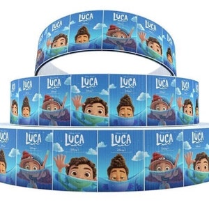 Disney Luca Ribbon 1&quot; High Quality Grosgrain Ribbon By The Yard Alfredo, Giulia Fish Movie Great for Hair Bows | Scrapbooking Gifts More