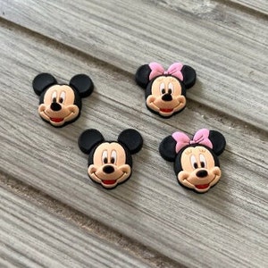 3D Disney Mickey Mouse 3D Flat Back Soft Glue Hair Bow Center Cabochon, Scrapbook Embellishment Disney Minnie Mouse  | SET of 2