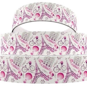 Paris Ribbon 1&quot; or 1.5&quot; High Quality Grosgrain Ribbon By The Yard Beautiful Ribbon Hair Bows Embellishment Lanyard Eiffel Tower Notre Dame