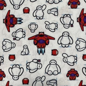 Disney Big Hero Six Fabric Collage 100% Cotton Fabric by the Yard Disney Fabric Baymax Healthcare Companion Robot
