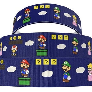 Super Mario Brothers Ribbon 1 ", 1,5 ""und 2" Hochwertiges Ripsband Schüttgut Super Mario Bros Luigi Spiel Inspiriert Bowser