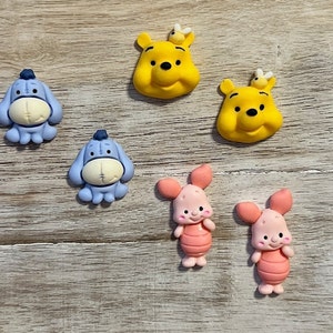 3D Winnie the Pooh, Eeyore, Piglet 3D Planar Resin Flat Backs | Hair Bow Centers, Keyring, Magnet, Scrapbooking Embellishments and More