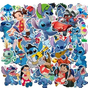 May include: A collection of colorful cartoon stickers featuring Stitch, the alien character from the Disney movie Lilo & Stitch. The stickers feature Stitch in various poses and expressions, including playing music, driving a car, and holding a flower. The stickers are perfect for adding a touch of fun and whimsy to any project.