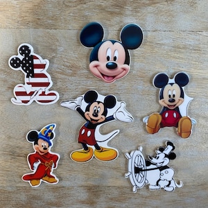 Disney Mickey Through the Years Resin | Flat Back Planar Resin | Mickey Mouse Resins Steamboat Willie, Sorcerers Apprentice Classic Mickey