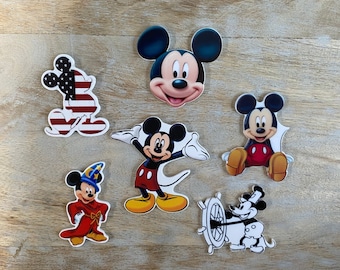 Disney Mickey Through the Years Resin | Flat Back Planar Resin | Mickey Mouse Resins Steamboat Willie, Sorcerers Apprentice Classic Mickey