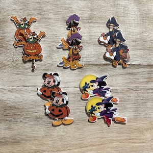 Disney Halloween Planar Resin Flat Backs | Mickey Mouse, Minnie, Pluto, Tigger Winnie the Pooh Perfect for Embellishing Complete Set