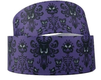 Disney Haunted Mansion Ribbon 1&quot;, 1.5&quot; and 2&#39; High Quality Grosgrain Ribbon By The Yard Disney Attraction Purple Wallpaper Ribbon