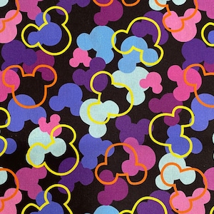Mickey Mouse Fabric 100% Cotton Fabric Fat Quarters Fat Eighths Tumbler Cuts Mickey Fabric Celebration Anniversary Icons