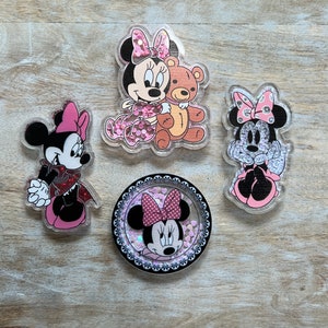 Disney Minnie Mouse Shakers | Flat Back Planar Resin | Glitter Sequin Center | Perfect for Embellishing