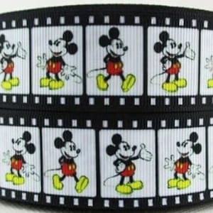 Disney Mickey Mouse Ribbon 1&quot; High Quality Grosgrain Ribbon By The Yard Film Strip Movie Reel Ribbon Walt Disney Classic Mickey