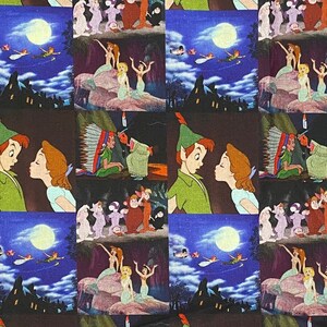 Disney Peter Pan Fabric 100% Cotton Fabric Fat Quarter Tumbler Cuts Fat Eighths Disney Squared Neverland