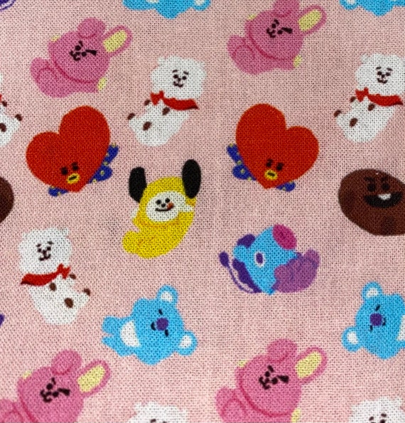 BTS Fabric 100 Cotton Fabric by the Yard Bangtan KPOP BT21 Etsy