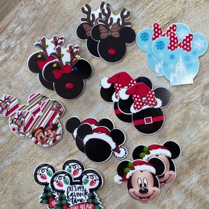 Mickey Mouse Christmas Resins | Flat Back Planar Resin | Minnie Mouse Resins | Xmas Santas Castle Reindeer Very Merry Christmas Xmas