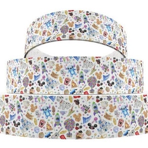 Disney Parks Ribbon 1&quot;, 1.5&quot;, and 2&quot; High Quality Grosgrain Ribbon By The Yard Snacks Treats Attractions Rides Magic Kingdom Best Day