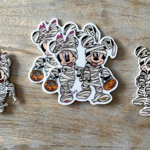 Disney Halloween Planar Resin Flat Backs | Mickey Mouse & Minnie Mouse Mummies Mummy Halloween Resins Perfect for Embellishing
