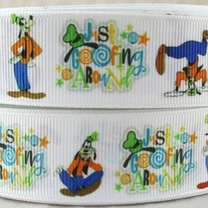 Disney Goofy Ribbon 1&quot; High Quality Grosgrain Ribbon By The Yard Goof Deputy Dog Just Goofing Around Ribbon