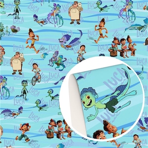 Disney Luca Fabric 100% Cotton Fabric by the Yard Disney Fish Luca Alberto Swimming