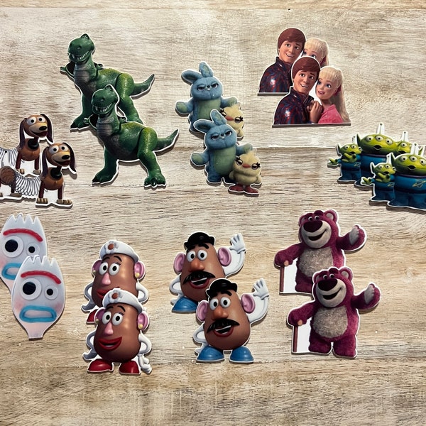 Complete Set of Disney Toy Story Flat Back Resin | Aliens, Ken, Barbie, Lots O, Mr & Mrs Potato Head, Rex, Forky, Slinky Dog, Duck, Bunny