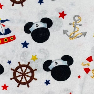 18x10&quot; Disney Cruise Line Fabric 100% Cotton Fabric Remnant Fantasy Wonder Magic Dream Captain Mickey Boat Anchor