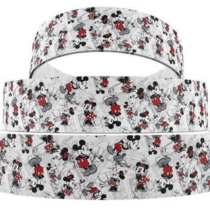 Disney Mickey Mouse Minnie Mouse Ribbon 1&quot;, 1.5&quot; and 2&quot; High Quality Grosgrain Ribbon By The Yard Classic Disney Ribbon