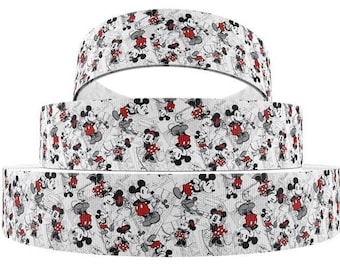 Disney Mickey Mouse Minnie Mouse 1", 1.5" and 2" High Quality Grosgrain Ribbon By The Yard Classic Disney Mickey