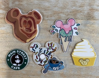 Disney Park Treats Resins | Flat Back Planar Resin | Waffle, Mickey Mouse Ice Cream Cone, Dole Whip Glitter Donuts Main Street Cafe