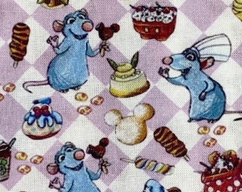 Disney Ratatouille Fabric 100 % Cotton Fabric Fat Quarters Fat Eighths Tumbler Cut Rat Chef Remy Fabric Cooking