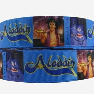 Disney Aladdin Ribbon 1" High Quality Grosgrain Ribbon By The Yard | Genie Disney Prince Ali Classic Cartoon Characters