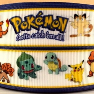 Cinta de Pokémon de 1" y 5/8" Cinta de grogrén de alta calidad cortada a medida Gotta Catch Em All Pikachu Collage Squirtle Eevee Bulbasaur Meowth más